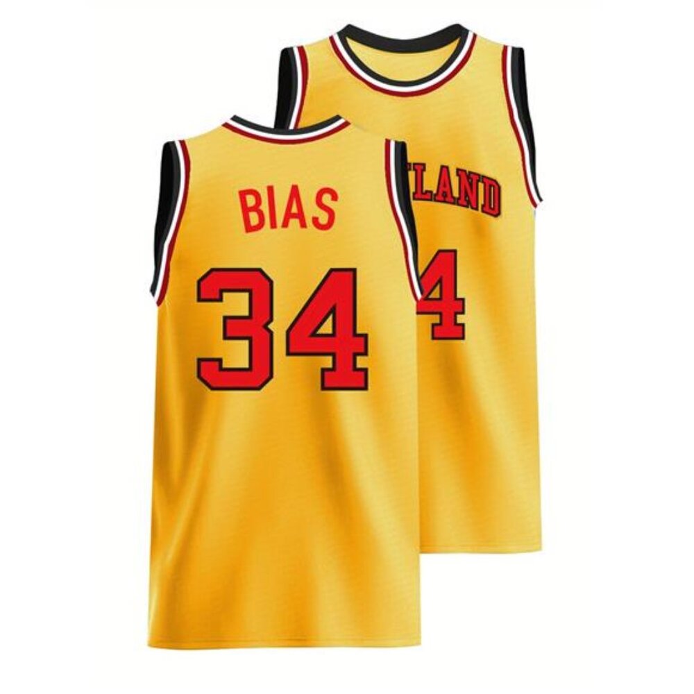 NWT Len Bias #34 Maryland Terrapins Throwback Basketball Jersey Gold